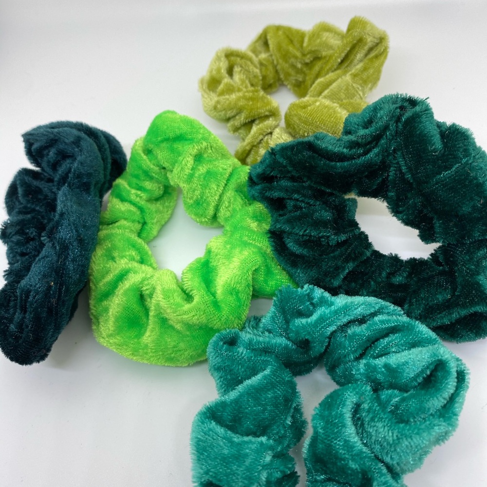 Green hair scrunchies